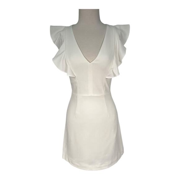 French Connection Summer White Whisper Ruffle V-Neck Mini Dress Size 2 Sleeveles - Picture 14 of 14
